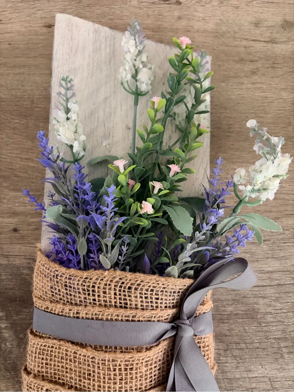 Rustic Burlap Lavender Bundle with Gray Ribbon - Home Bath